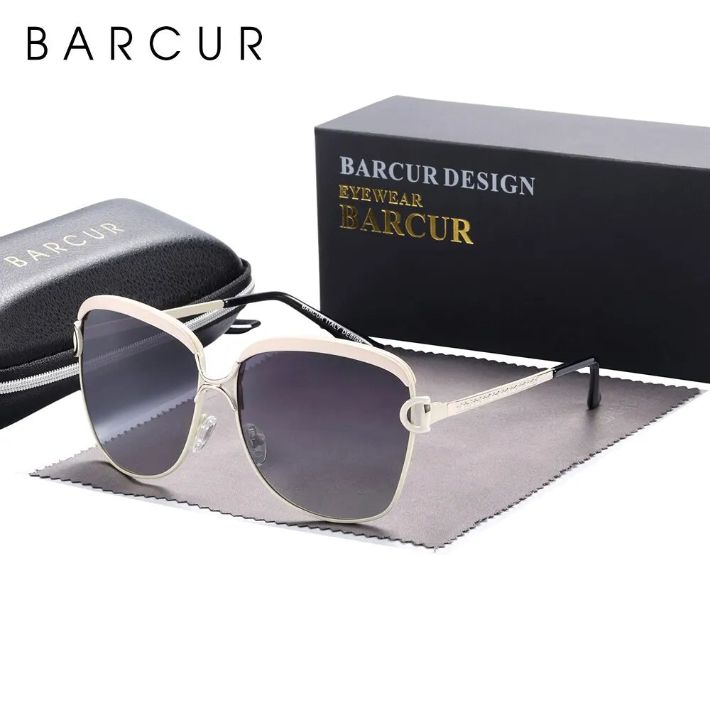 BARCUR Lunettes de Soleil Polarisées Femme Ovale Verres Dégradés UV400 Luxe | MDN Store 25