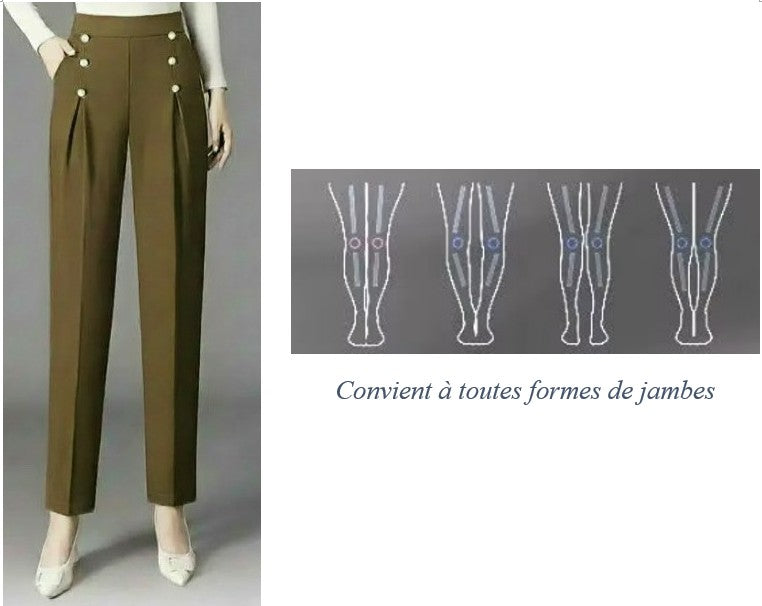 Pantalon Costume Taille Haute Kaki | MDN Store